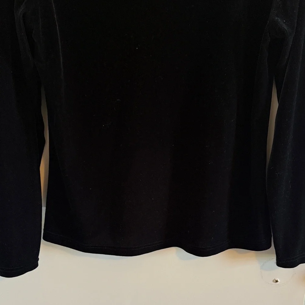 Vintage Christie & Jill Black Velvet Turtleneck Top Size Medium Tall - Picture 4 of 6